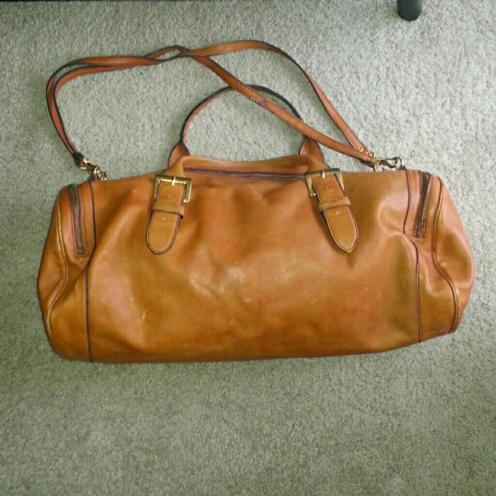 Vintage Leather Barrel Duffel Bag